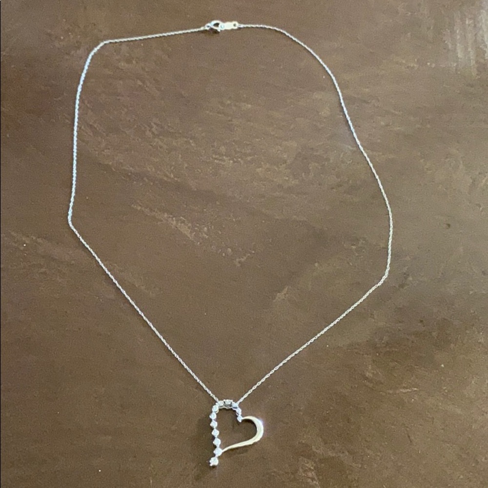 Sterling silver heart necklace with real diamonds
